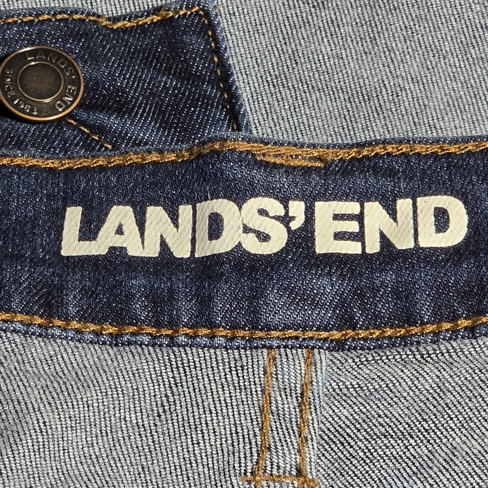 Lands End Size 16 High Rise Straight Jean In Dark Blue Denim Soft With Stretch - Picture 5 of 9